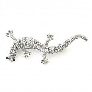 Silver crystal lizard pin brooch 🆕